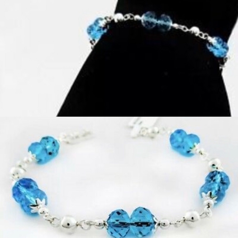 Genuine Sterling Silver Blue Topaz Bracelet